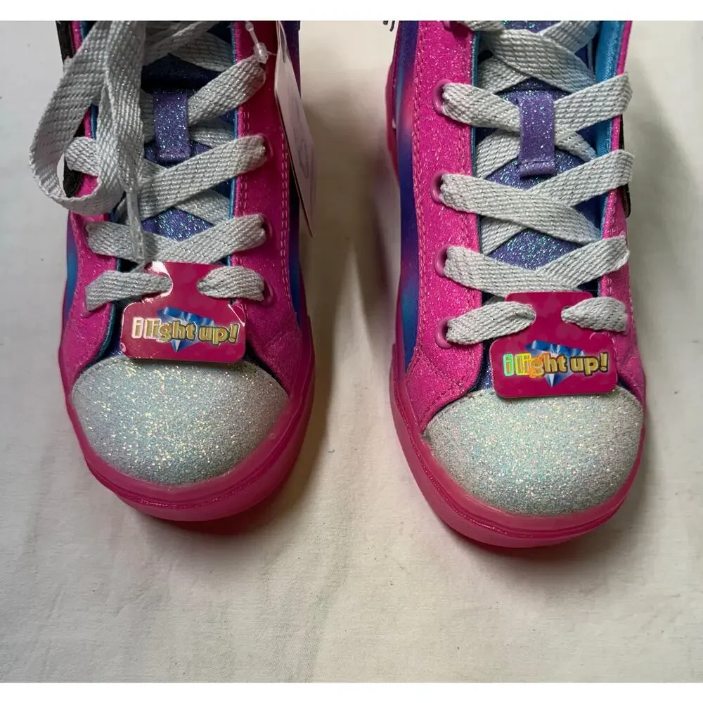 Skechers  Girls Light-Up Shoes Size 3 Pink Multicolor Glitter High Top NWT